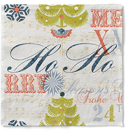 Sovie HOME Weihnachtsserviette XMAS-GREETINGS (Bordeaux) aus 3-lagigem Tissue, Einweg Serviette Weihnachten Christmas Feier Fest, 33 x 33 cm, 20 Stück