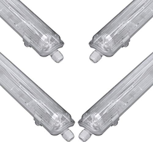 pureled SET 4x LED Feuchtraumleuchte Wannenleuchte Keller Werkstatt IP65 4x T8 LED 150cm 22W 4000K G13 Bürolampe