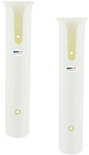 POFET 2pcs Poles Wall Mounted Fishing Rod Holders Tubes Links outdoor Fishing Rod Holder Rack Rests with Screws - White