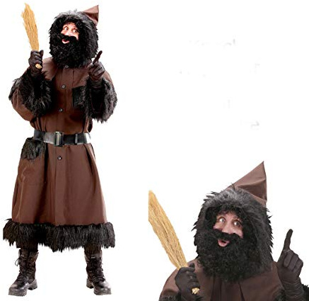 Knecht Ruprecht Mantel - Kasack mit Kapuze, Gürtel - mit Perücke - Gr. S - XL Gr. L Weihnachten