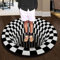 FANSU Runder Teppich, Schwarzer Weißer Vortex Druck 3D Optische Täuschung Moderner Anti-Rutsch Bodenmatte Home Schlafzimmer Büro Wohnzimmer Haustür Art Deco Teppich (Geometrie,100cm)
