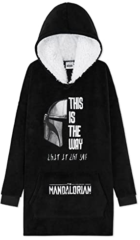 The Mandalorian Decken Hoodie Jungen, Oversize Pullover , Baby Yoda und Mando (Schwarz)