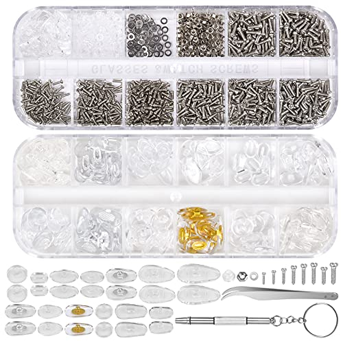 Jinlaili Brillen Nasenpads Schrauben, Nasenpads und Schrauben für Brillen, Brillen Reparaturset mit Schraubendreher, Schrauben für Sonnenbrillen