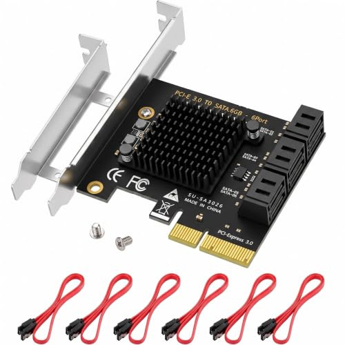 BTBcoin PCIe x4 till 6 portar SATA 3.0 kontrollkort för PC Unraid