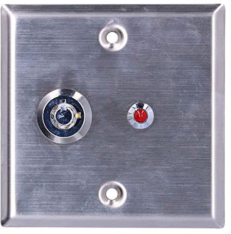 Schlüsselschalter, 12 VDC Ausgangsschalter Edelstahl mit hellroter LED-Anzeigeleuchte für Türeinstiegssystem für Haussicherheitsschloss