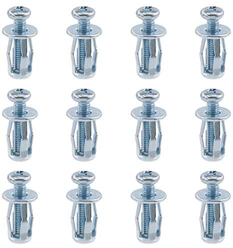 Swpeet 12 pezzi M4 x 20 Jack Nuts Petalo Dadi di Espansione Dadi Sottili Fissaggi Tasselli con Viti Assemblaggio per Parete Cava, Ferro Linea Linea Uso in Parete Sottile Morbida (M4 x 20)