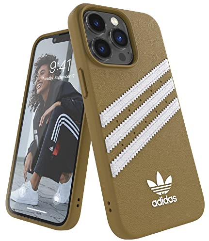 adidas Original Hülle entworfen für iPhone 13 Pro 6.1 Fallfeste Hülle erhöhte Kanten Gold Beige