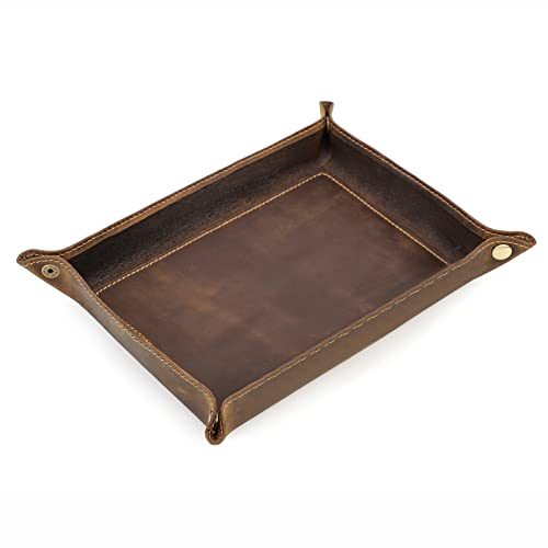 Bandeja organizadora de mesita de noche de cuero, caja de almacenamiento para joyas, para llaves, teléfonos relojes, caramelos para el hogar y la oficina