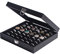 Pangkeep Ringorganizer mit 42 Fächern, schwarze Schmuckaufbewahrungsboxen für mehrere Ringe, Glasdeckel, stapelbar.