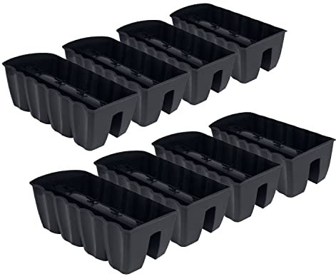 PAFEN 8X Blumenkasten Hängetopf - 58,5 x 28,5 x 20,5cm -Blumentopf Pflanztopf Balkontopf Geländertopf Geländerkasten, Anthrazit