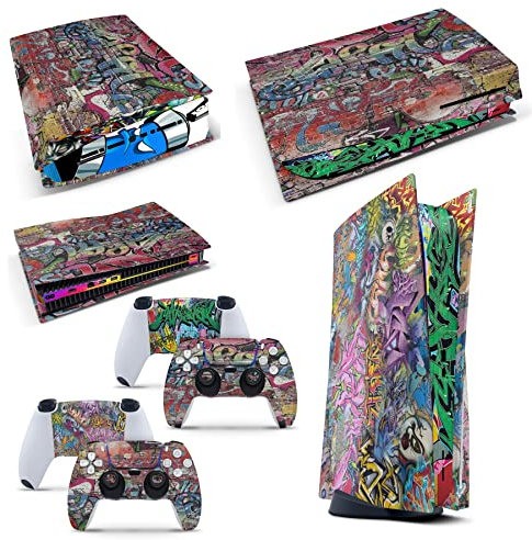 giZmoZ n gadgetZ GNG PS5 GRAFFITI - Calcomanía de vinilo para consola digital + 2 fundas para controlador