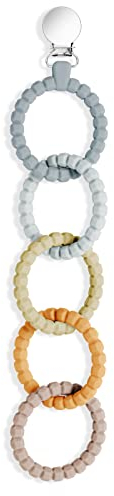 Vicloon Beißring Babys, Silikon Beissring Baby, BPA-frei Zahnen Nursing Zubehör für 3+ Monate Babys Kleinkinder Sensorisches Kauen Molar Spielzeug(Grau-Beige)