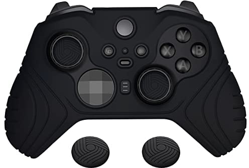 PlayVital Hülle für Xbox Elite Wireless Controller Series 2,Case Anti-Rutsche Schutzhülle ergonomische Hülle Cover & Thumbstick Kappen für Xbox Elite Series 2(Samurai Edition,Schwarz)