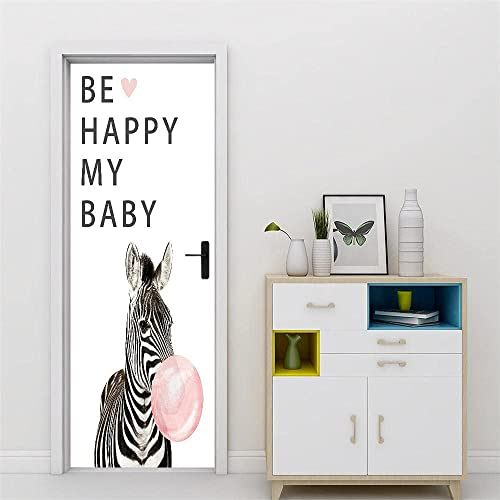 Türtapete Selbstklebend Zeichentricktier Zebra 90 X 200 Cm Türtapete Selbstklebend Türposter,Fototapete Selbstklebend 3D Pvc Türaufkleber Diy Türbild - Kunstfotos Von Kinderzimmertüren
