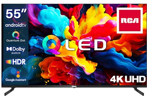 RCA QLED 55 Pollici Smart TV Televisori 4K UHD Android TV HDR HLG Triplo Tuner WiFi Bluetooth HDMI USB (2023)