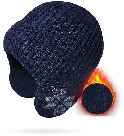 SJTJSPX Wintermütze Herren Damen Strickmütze Warm Ohrenschützer Verdickt Wollmütze Outdoor Winddicht Beanie Hut Sport Radfahren Ohrenwärmer Winter Thermo Mütze für Laufen Skifahren Snowboarden