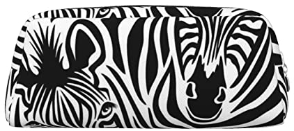 Dehiwi Zebra Federmäppchen Wasserdicht Niedlich Leder Bleistift Tasche Reise Kosmetik Make-up Tasche Organizer Stifthalter für Büro Make-up, silber, Einheitsgröße, Taschen-Organizer