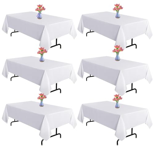 Vnituasr 6er-Pack Weiß Rechteckig Tischtuch, 153×320 cm Polyester-Tischdecken