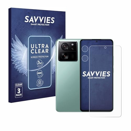 Savvies 6 Stück Schutzfolie für Xiaomi 13T Pro (Display+Kamera) Displayschutz-Folie Ultra-Transparent