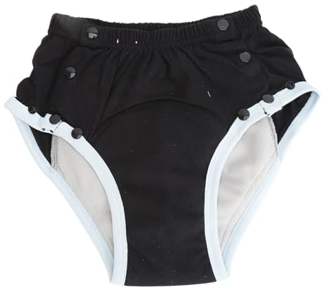 Waschbare Windel für Erwachsene, Stoffwindeln für Erwachsene mit Windeleinlagen, Inkontinenz Windel aus reiner Baumwolle, bequeme und auslaufsichere Stoffwindel(Schwarz, XXL)