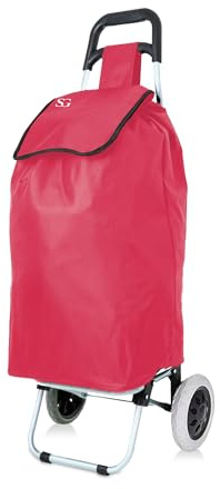 SG Traders 51L Lightweight Shopping Trolley on Wheels Combines Functionality and Style Provides Smooth Convenient Grocery Cart Equipped Trolley Bag, Effortless Shopping Experience - Red