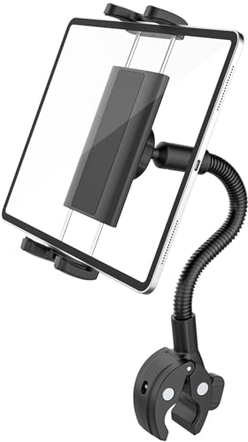Kolasels Schwanenhals Tablet Halterung für Fahrrad, Laufband, Rollstuhl, Fitness Fahrrad, Kinderwagen, Boot, Lenker Tablet Halter für iPad Pro 12.9 Air Mini, Galaxy Tab, iPhone, 4-12,9 Handy & Tablet