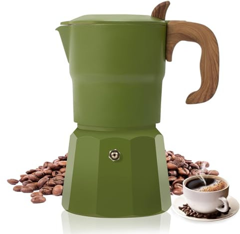 LAOION Stovetop Espresso Maker and Coffee Maker, Classic Italian Coffee Maker Moka Pot, Old Style Fashion Coffee Maker Mocha Pot, Grecas de cafe, Cuban coffee maker for Cafetera cubana (6 cup green)