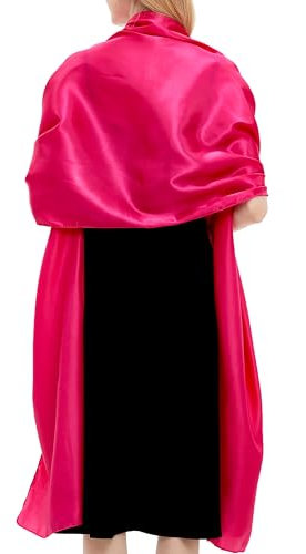 Schals und Wraps für Damen Abendkleider Satin Schal Extra lange Hochzeit Braut Party Bright Stole,Fuchsia