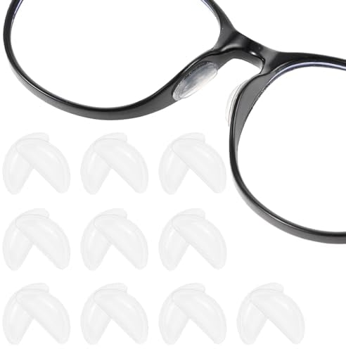Gjinxi Eyeglass Nose Pads, 10 Pairs of Silicone Nose Pads Soft Silicone Adhesive Glasses Nose Pad Anti-Slip Soft Nose Protector for Full Plastic Frames (Clear)