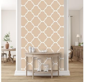 Glücksvilla - Designer-Tapete, selbstklebend (120 x 250 cm BxH) - div. Maße - Vliestapete XXL moderne Wand-Deko - Muster 21 Marokko - Farbe 12 SandHell - abstrakt geometrisch orientalisch