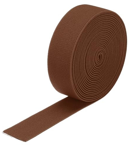 QUARKZMAN 3cm Gummiband Breit zum Nähen, 4 Meter Elastic Rubber Band, Breites Gummiband für Hosen, Bund, Stoffe zum Nähen (Goldbraun)
