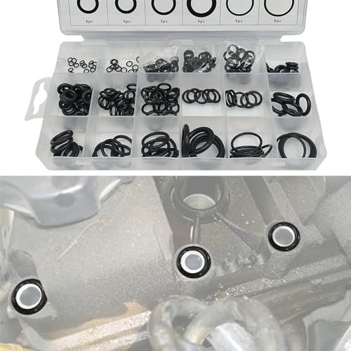 deemars 225PCS O-Ringe-Sortiment-Kit, 18 Größen Dichtungsscheibe aus Nitrilkautschuk, Autozubehör Ringe Waschmaschine Dichtung Sortiment Set für Auto Wasserhahn Druck Sanitär Dichtung Reparatur