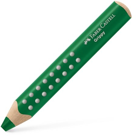 Faber-Castell - Buntstift Grippy Grün 3-in-1 Malstift | Dicker Farbstift für Kleinkinder, ergonomischer Jumbo Buntstift mit Grip-Noppen, leicht abwaschbar
