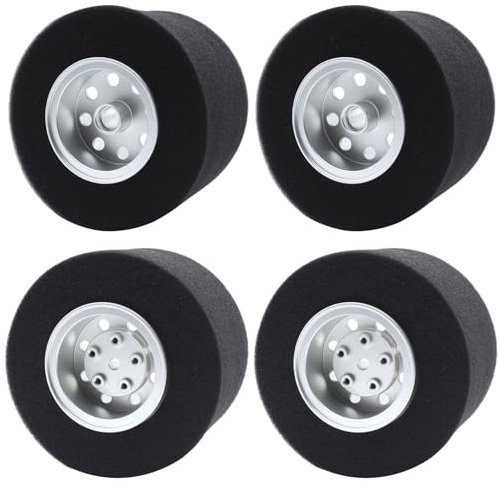 HOBOHY 4Pcs Aluminum Front and Rear Wheel Hub Rims with tire Lining/Built Sponge Kit for Tamiya CW01 Chassis Lunch Box G6-01 Midnight Pumpkin Kingyelow Konghead RC Car Upgrades Parts