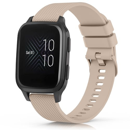 Oumida Armband für Garmin Venu Sq Music Armband für Damen und Herren, Verstellbarer klassischer Sport Ersatzarmband mit Garmin Venu Sq 2 Music/Venu Sq 2 /Venu Sq/Venu/Venu 2 Plus (Milchtee Farbe)
