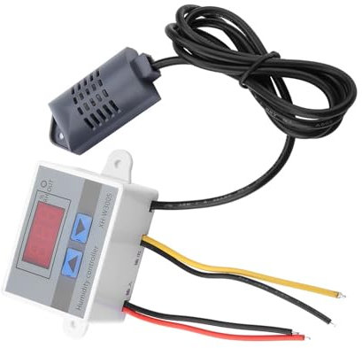 ZJchao Digitaler Hygrometer-Schalter-Controller-Feuchtigkeitssensor 0~99% RH 12 V/24 V, Breite Anwendungsbereiche, Hohe Messgenauigkeit 0,1%, Leicht Ablesbare Daten, Langlebig Im