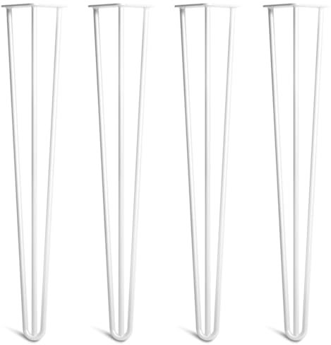 Lot de 4 pieds de table modernes en acier blanc pour table basse en bois massif, 60 cm de hauteur