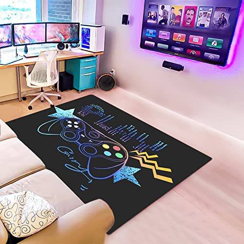 Bisdasdm Gamer Rug for Boys Cool Game Style Bedroom, Gaming Area Rugs Boys Room Decor, Video Games Bedroom Carpet for Teens, Controller Gamepad Player Standing Throw Doormats Yoga Mat - 24x36in