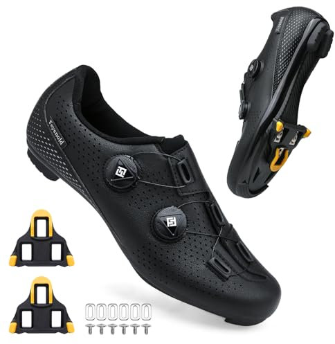 Feyenold Herren Fahrradschuhe Damen Radsport Schuhe Kompatibel mit SPD-SL Pedal & Kompatible Installation SPD/Look KEO Cleats Reitschuhe Schwarz 40 EU