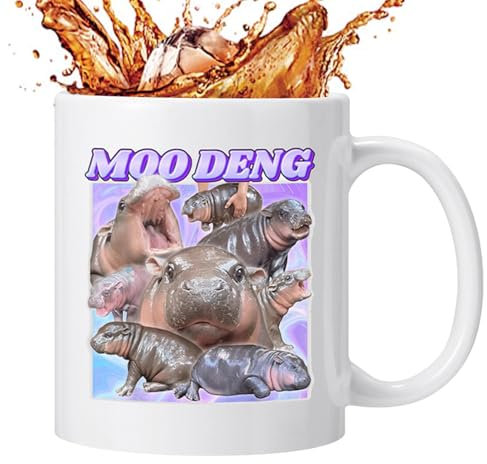 Baby- Moo-Deng-Tasse, Moo-Deng-Tasse, Muh-Deng-Tasse, niedliche Zwergflusspferd-Muh-Deng-Kaffeetasse, lustige kleine Zwergflusspferd-Reisemilchteetasse für kleine -Muh-Deng-