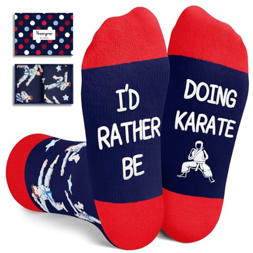 HAPPYPOP Karate Gifts for Boys Kids - Jiu Jitsu Gifts, Funny Karate Socks for 7-9 Year Old Kids