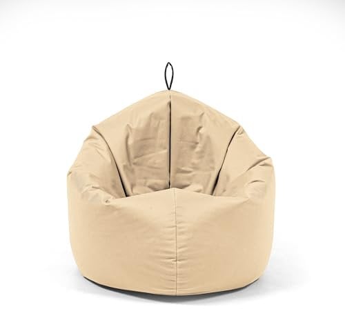 Nadimaideal Sitzsack 2 in1 Funktionen für Kinder, Teenager & Erwachsene | Indoor & Outdoor | Gaming Sitzsack -Komfortabler Beanbag | Füllung EPS Perlen (Beige, L -Durchmesser: 125 cm)