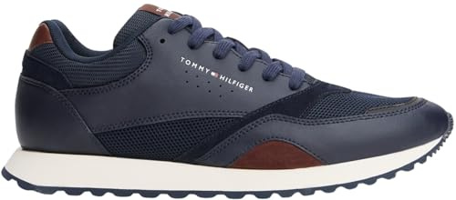 Tommy Hilfiger Runner Sneaker Hombre New Eva Mix de Piel, Azul (Desert Sky), 40