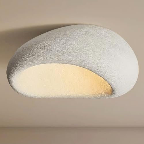 7IKE-II Wabi-sabi Deckenleuchte Moderne E27 Polyethylen-Lampenschirm Harz Deckenlampe Kreative Lampe Decke Für Schlafzimmer Esszimmer Wohnzimmer Flur Innenbeleuchtung(40cm)