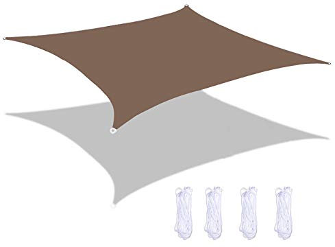 Baldacchino a vela da giardino rettangolare impermeabile per piscine esterne e patio, marrone, 2 x 2,5 m