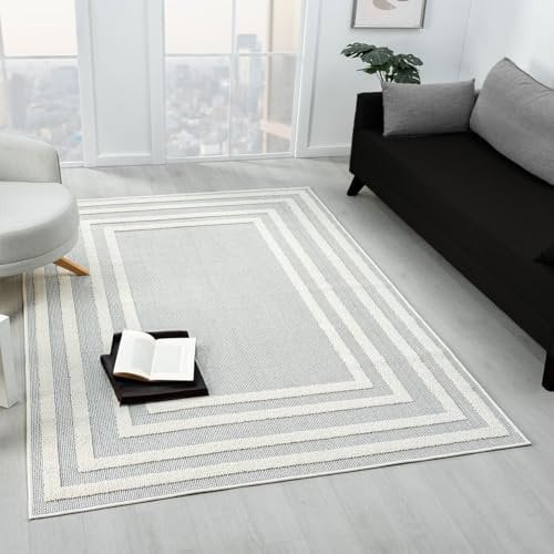VIMODA Teppich Boho Hochflor Wohnzimmer, Schlafzimmer, Küche, Flur, Waschbarer Teppich 3D, Farbe:706Creme, Maße:80x150 cm