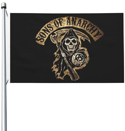 Sons%of the An*archy Drapeau double face 3x5FT - Design rock classique pour la décoration intérieure, les fêtes en plein air et les cadeaux pour les fans