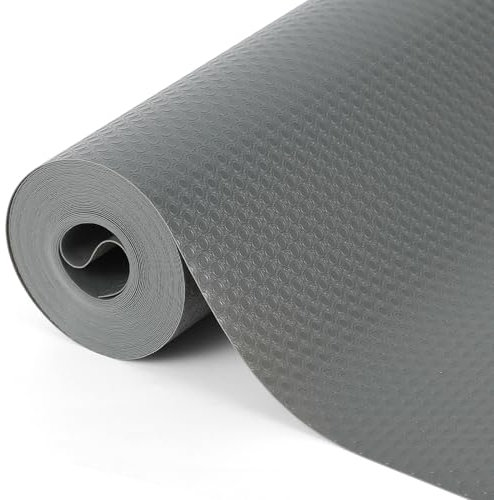 HAUSPROFI Schubladenmatte für Regale Schränke Schubladen Kühlschranke Hause Büro, 60x600cm Zuschneidbar, Transparent Grau