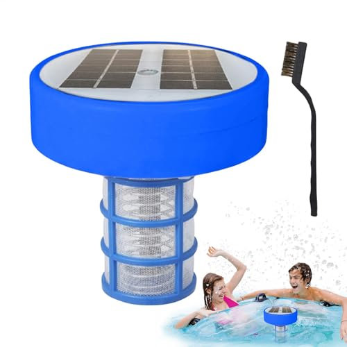 Liakyunf Kupfer-Pool-Ionisator, schwimmender, solarbetriebener Pool-Ionisator, Wasserreiniger mit Kupfer-Ionisierung, mehrfarbige LED-Leuchten für Süß- und Salzwasser-Spas