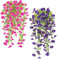 SHEPIN 4 flores artificiales colgantes de petunias de seda, plantas colgantes artificiales de eucalipto como real, 78 cm, flores artificiales para exteriores, resistentes a la intemperie, flores de